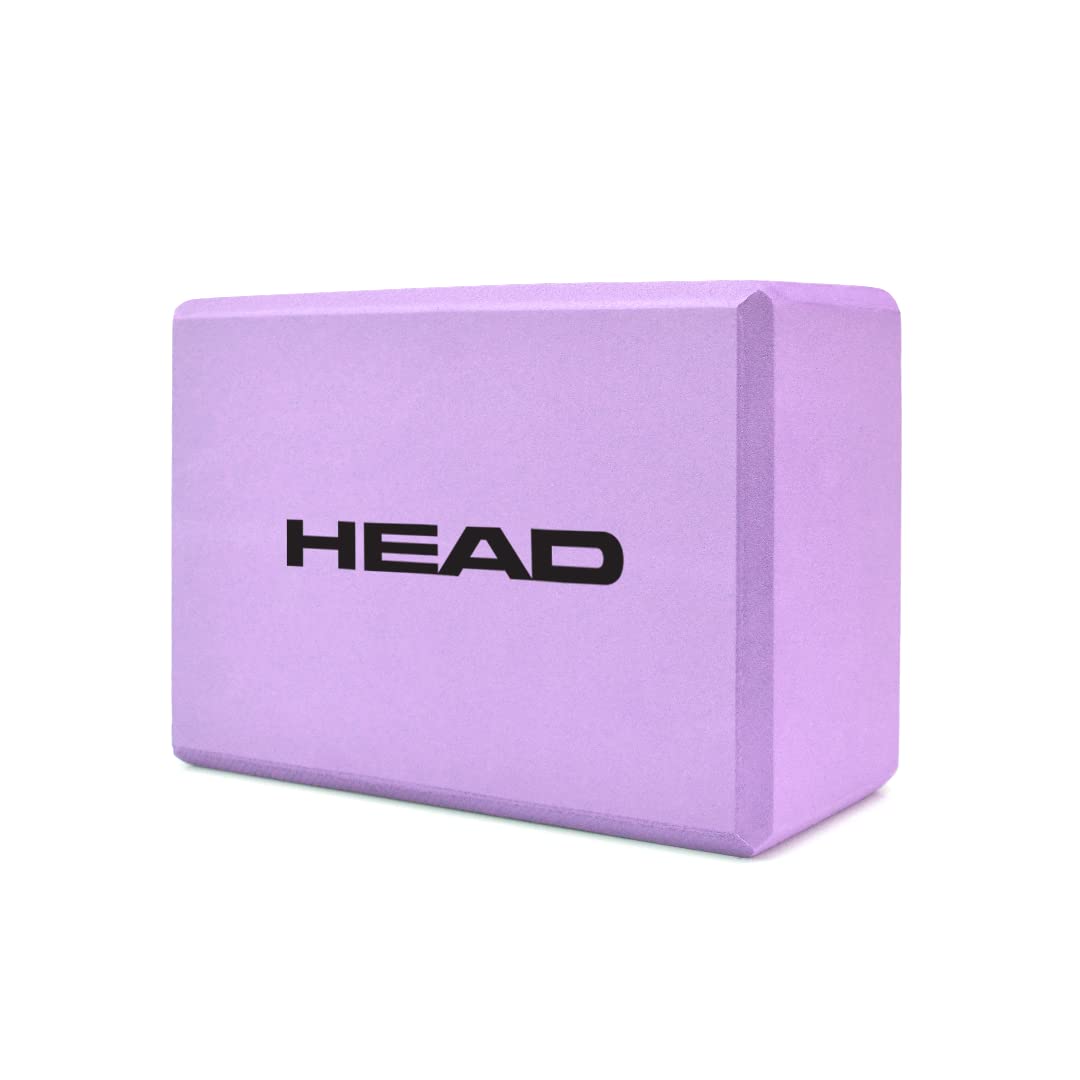 HEAD Yoga Block High Density PE Foam | Yoga Bricks for Balancing | Yoga Blocks Set of 1 | Yoga Accessories for Men & Women | Yoga Equipment for Improving Posture | Workout Support Bricks - Purple