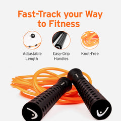 HEAD Speed Skipping Rope for Men, Women & Kids | Adjustable Height 290CM - ABS Material | Jump Rope for Men | Speed Skipping Rope for Exercise, Gym, Sports Fitness | Skip Rope for Home Exercise - Red