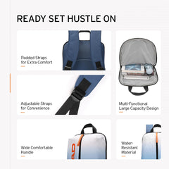 HEAD Hustle Series Travel Backpack for Men & Women - 10 L | 100% Polyester | Water Resistant | Laptop Bag for Men | College Bag for Men | School Bag for Girls | Office Bag for Men | Blue Gradient