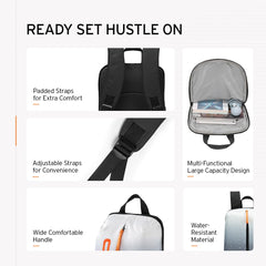 HEAD Hustle Series Travel Backpack for Men & Women - 10 L | 100% Polyester | Water Resistant | Laptop Bag for Men | College Bag for Men | School Bag for Girls | Office Bag for Men | Black Gradient