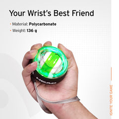 HEAD Wrist Ball | Auto-Start Gyroscopic Wrist Ball & Forearm Strengthener with LED | Gyro Ball Wrist Exercise Equipment | Forearm Strengthener | Muscle and Bones Workout | Green