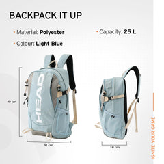 HEAD Jetsetter Explorer Series Standard Backpack 25 Litres Light Blue 100% Polyester (Light Blue)