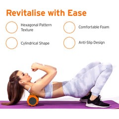 HEAD Foam Roller for Exercise | 33 CM | High Density EVA Foam | Back Roller for Back Pain Relief | Exercise Roller for Gym, Yoga | Deep Tissue Muscle Massage Roller | Home & Gym Fitness | Orange