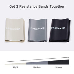 HEAD Gym Resistance Bands for Workout - 100% Latex Unbreakable Exercise Band | Thera Band for Exercise | Stretch Bands for Workout |Exercise Equipment for Home | Toning Bands- Three Colors, 15 CM Wide