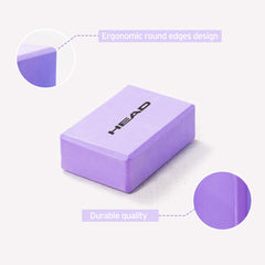 HEAD Yoga Block High Density PE Foam | Yoga Bricks for Balancing | Yoga Blocks Set of 1 | Yoga Accessories for Men & Women | Yoga Equipment for Improving Posture | Workout Support Bricks - Purple