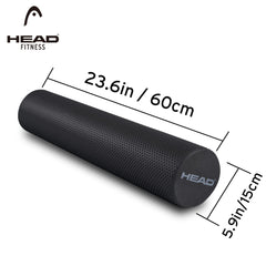 HEAD Foam Roller for Exercise | 60 CM | High Density 100% EVA Foam | Back Roller for Back Pain Relief | Exercise Roller for Gym, Yoga | Deep Tissue Muscle Massage Roller | Home & Gym Fitness | Black