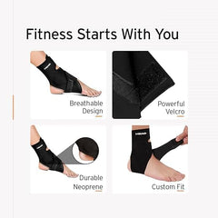 HEAD Premium Ankle Support Compression Brace For Injuries, Ankle Protection Guard Helpful In Pain Relief And Recovery. Ankle Band For Men & Women Neoprene Black - 1Pcs, Free Size