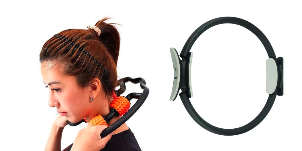 HEAD Pilates Ring - Full Body Toning Fitness | Stretching, Relaxation (Black) | Training Ring (38 CM) (Pilates Ring + Dual Roller)