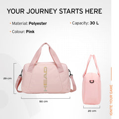 HEAD Sports Duffle Bag, Gym Bag, Travel Bag | 30 L | Pastel Pink