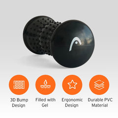 HEAD High Density Massage Foam Roller & Yoga Belt | Massager: Black, 20 cm | Belt: 8.3 Feet