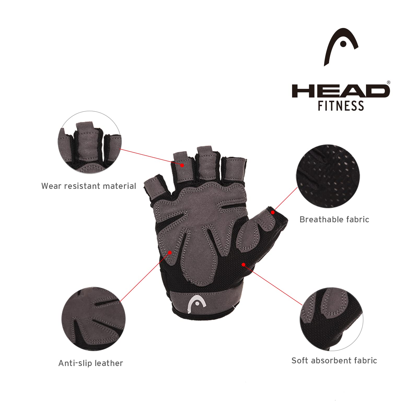 HEAD Professional Fitness Gloves for Gym Workout, Pull Ups, Cross – Head