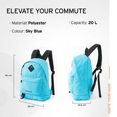 HEAD Vibe Backpack | 20 Litres | Sky Blue | Casual, Trendy Bag