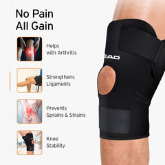 HEAD Knee Support Band for Wrist Pain Relief, Neoprene Quality, Black, Free Size