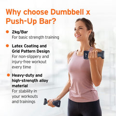 HEAD Push Up Dumbbells (2 x 2 Kgs) & Soft Dumbbells (2 x 1.5 Kgs) | Push Up Dumbbell: 2 in 1 Weight Lifting + Push Up |