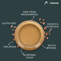 Head High Protein Peanut Butter (Unsweetened, Crunchy, 2.3Kg) | 100% Pure Nuts | Added Whey | Protein Rich Nutritious Snack