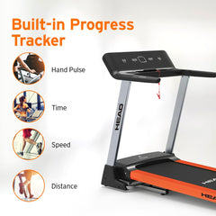 Reach ITA 6 HP Peak Motorized Treadmill | Max Speed 18 km/hr | Foldable Treadmill with Automatic Incline | Fitness Machine for Home Gym with LCD Display & Bluetooth | Max User Weight 125kg | Orange