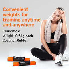 HEAD Pilates Ring with Full Body Toning Fitness for Stretching Relaxation Black Training Ring (38 CM) & HEAD Soft Dumbbells for Women (0.5Kg x 2 Piece) for Home Gym Equipment (Black & Orange) (0.5 Kg)