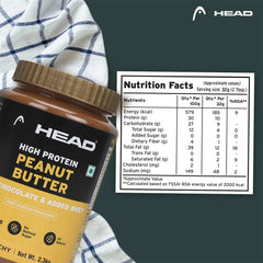 Head High Protein Peanut Butter (Chocolate, Crunchy, 2.3Kg) | 100% Pure Nuts | Added Whey | Protein Rich Nutritious Snack