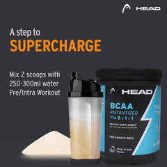 Head BCAA Powder for Adults 250g (42 Servings, Post/Intra Workout ,Orange Flavor) - Muscle Recovery, Endurance & Athletic Performance