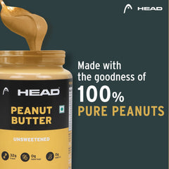 Head High Protein Peanut Butter (Unsweetened, Creamy, 2.3Kg) | 100% Pure Nuts | Protein Rich Nutritious Snack