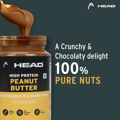 Head High Protein Peanut Butter (Chocolate, Crunchy, 2.3Kg) | 100% Pure Nuts | Added Whey | Protein Rich Nutritious Snack