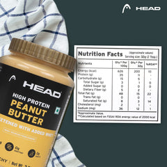 Head High Protein Peanut Butter (Unsweetened, Crunchy, 2.3Kg) | 100% Pure Nuts | Added Whey | Protein Rich Nutritious Snack