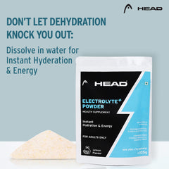 Head Electrolyte - 237g Oral Rehydration Powder with 5 Vital Ingredients Sodium, Potassium, Magnesium, Vitamin C And Vitamin D| Lemon Flavor |for Quick Hydration and Energy Booster | Instant Hydration