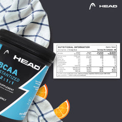 Head BCAA Powder for Adults 250g (42 Servings, Post/Intra Workout ,Orange Flavor) - Muscle Recovery, Endurance & Athletic Performance