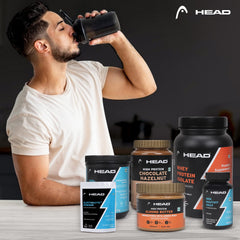 Head BCAA Powder for Adults 400g (67 Servings, Post/Intra Workout, Orange Flavor) - Muscle Recovery, Endurance & Athletic Performance Pro 2:1:1, L-Leucine, L-Valine, L-Isoleucine, Acidity Regulator, Preservative Free