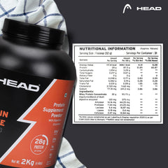 Head Premium 100% Whey Protein Powder Isolate, Pack of 2Kg for Athlete, Vanilla Flavor, 60 Servings, Sports & Fitness Enthusiast, Muscle Strength & Bone Health, Sugarfree - Primary Source - Whey Isolate (Sourced From Europe)