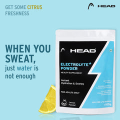 Head Electrolyte - 237g Oral Rehydration Powder with 5 Vital Ingredients Sodium, Potassium, Magnesium, Vitamin C And Vitamin D| Lemon Flavor |for Quick Hydration and Energy Booster | Instant Hydration