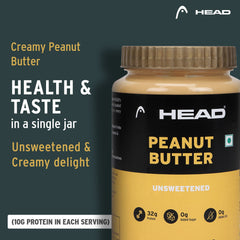 Head High Protein Peanut Butter (Unsweetened, Creamy, 2.3Kg) | 100% Pure Nuts | Protein Rich Nutritious Snack