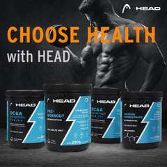 Head BCAA Powder for Adults 250g (42 Servings, Post/Intra Workout ,Orange Flavor) - Muscle Recovery, Endurance & Athletic Performance